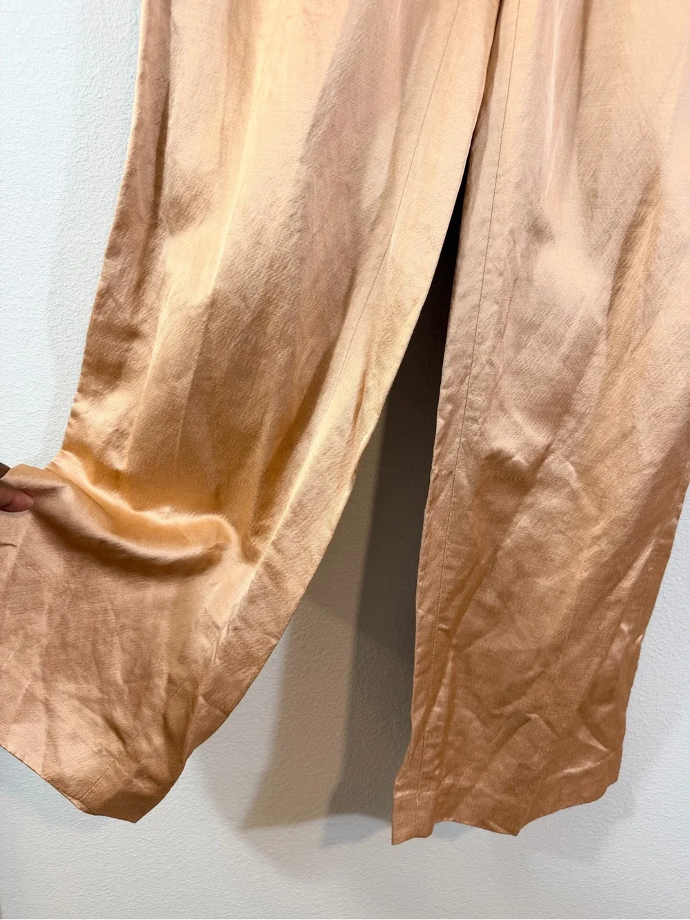 Banana Republic Brigitte Satin Wide Leg Pants Size 2 Champagne Gold Shimmer